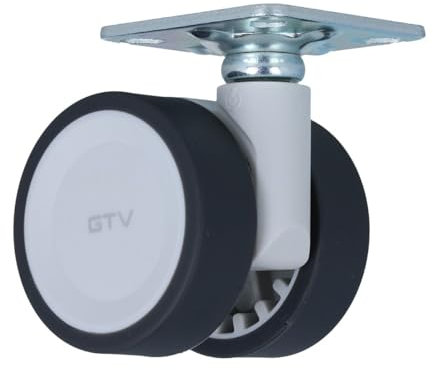 MS Beschläge Doppel-Möbelrolle Ø 50mm Grau Doppelrolle Lenkrolle Zweifachrolle 50kg Traglast Design-Rolle Möbeltransportrolle Anschraubplatte 360° drehbar (Ohne Bremse, 1)