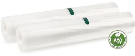 Emerio PART-131445 Profi Folienrollen | 2 Rollen á 28x500cm | für handelsübliche Vakuumierer geeignet | stark & reißfest | aromadicht | Sous Vide - Mikrowelle - Kochen, BPA-freier Kunststoff