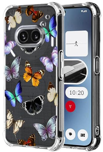 Yerebel Case for Nothing Phone 2A Case, A142 Cute Case, Clear Flexible Bumper TPU Soft Rubber Silicone Cover Phone Case for Nothing Phone 2A Butterfly