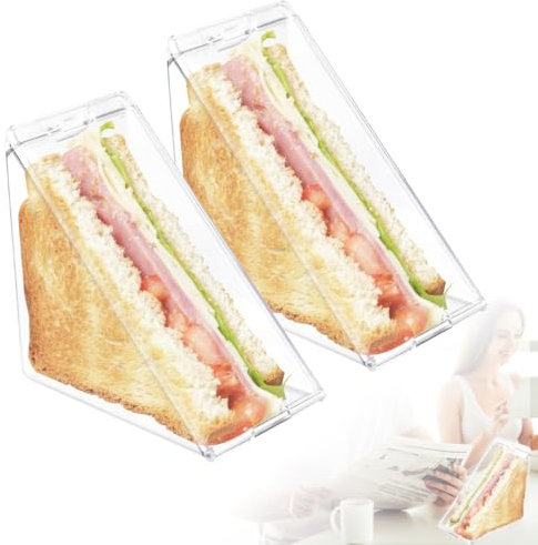 RHHGHY 2 Pcs Reusable Sandwich Boxes, Upgraded Triangle Container with Lids
