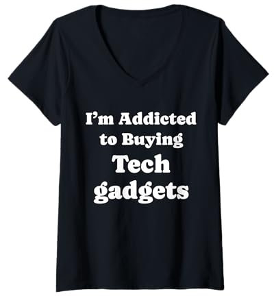 Mujer Soy adicto a comprar gadgets tecnológicos Gadgets de tecnología divertidos Camiseta Cuello V