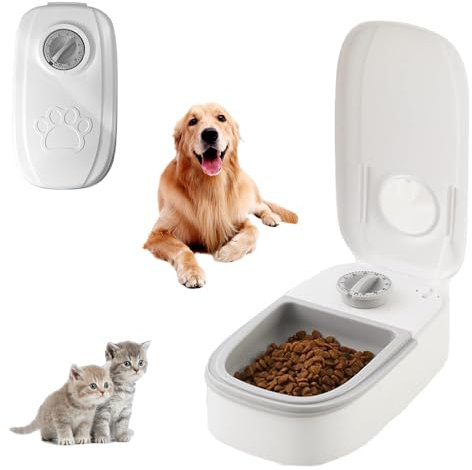JOAASU Automatic Cat Feeder - 350ML, 48H Timer, Dry & Wet Food Dispenser, Timed Feeding Station for Cats & Dogs