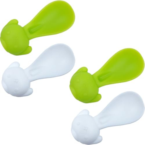 NJCXOLA Quetschie löffel, Quetschies Löffel, Silikon-Baby-Löffel 4er-Set, biegsame, für die erste Phase der Säuglingsernährung, Babylöffel Quetschieaufsätze