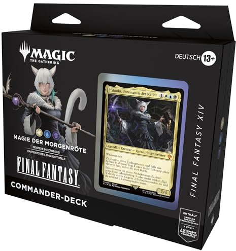 Magic: The Gathering FINAL FANTASY XIV Commander-Deck – Magie der Morgenröte (Deck mit 100 Karten, Sammler-Booster-Probepackung mit 2 Karten + Zubehör) (Deutsche Version)