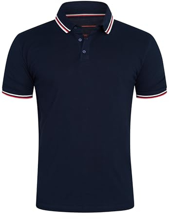 behype. Herren Kurzarm Poloshirt Freizeit Polo T-Shirt Männer Polo-Hemd Regular-Fit in Piqué-Qualität RR_MP-344-Navy-S