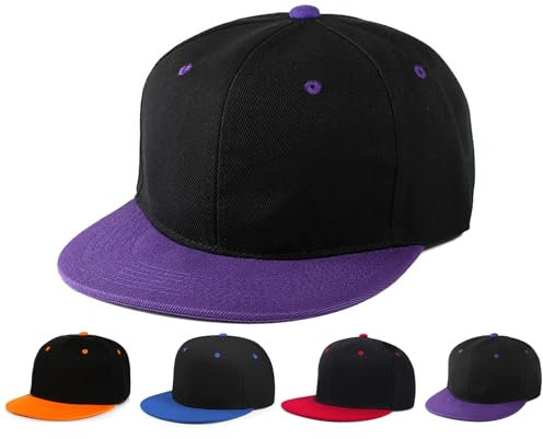 Initlove Cappello classico snapback per uomo donna unisex berretto da baseball regolabile, Nero viola, Taglia unica