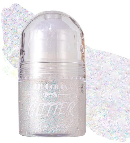 Glitzer Gel Roll on für Haare, Roll-on Body Glitter Gel, Meerjungfrau Glitzer Make Up,Body Glitter,Long-Lasting Powder For Festival Masquerade Birthday MakeupBody, Face, Haare, Lippen(#3 Weiß)