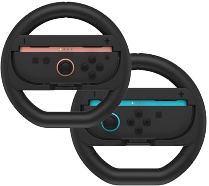 NBCP Lenkrad für Nintendo Switch Joy-Con [2er Pack Schwarz] - Kompatibel mit Mario Kart 8 Deluxe & Racing-Spielen - Steering Wheel Controller Halterung [nintendo_switch]