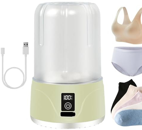 Pequeña lavadora portátil, lavadora de ropa interior - lavadora de viaje lavadora - modos de limpieza ajustables, recargable para el hogar, apartamento, dormitorio, hotel