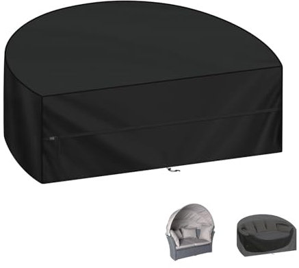 LAMUNI Sonneninsel Abdeckhaube Wasserdicht Outdoor Loungeinsel Abdeckung Halbrund Winterfest Abdeckplane Liegeinsel, 420D Oxford Sonneninsel Schutzhülle für Garteninsel Gartenmuschel, 180x90x80cm