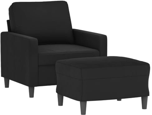 HEFZGDB Sessel mit Hocker Schwarz 60 cm Samt Loungesessel Jugendsofa Kleines Sofa Big Sofa für Büro Schlafzimmer Empfangsraum Wohnbereich