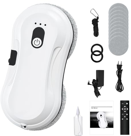 2800pa Intelligent Window Cleaning Robot with 35ml Water Tank, 3 Modes 80w Electric Glass Cleaner with Dual Water Spray, Automatic Window Vacuum Windowss Cleaner Spray with Remote, with 10 Clothes