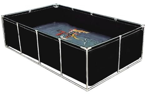 PFCDZDU Acquario Piscina Laghetto, Interno/Esterno Serbatoio d'Acqua con Telaio E Valvola di Scarico, Laghetto Fuori Terra in PVC per Pesci Rossi Koi(4x2x0.6m/13.1x6.6x2ft)