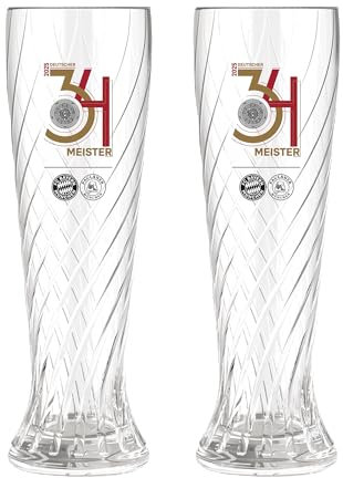 FC Bayern München I Weißbierglas Dt. Meister 2er-Set 2025 I Durchsichtig