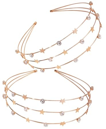 OFFIGAM 2stücke Kristall-haarreif Sternen-haarreif mit Strass für Damen Hochzeit Kopfschmuck Accessoires Leicht und Komfortabel