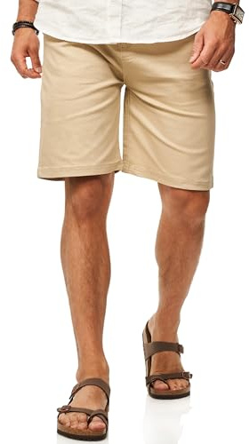 Soulstar Herren Chinoshorts Kurze Hose mit Stretch incl. Canvas-Gürtel - Bermuda Sommershorts für Männer - Elastische Shorts im Regular-Fit