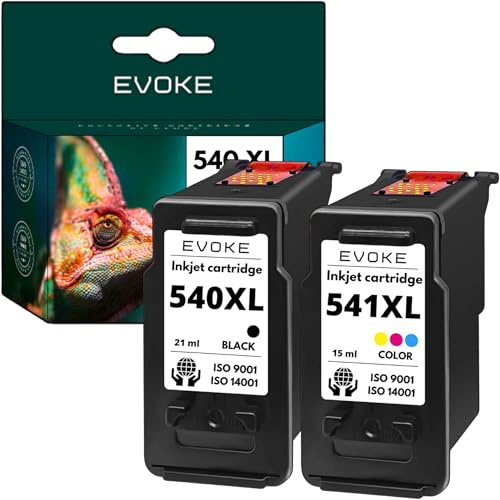 EVOKE 540 541 XL Patronen Set kompatibel zu Canon PIXMA MG3250 2150 MX375 MG3650S TS5150 TS5151 (Set Schwarz + Tricolor) 1000 Seiten 36ml