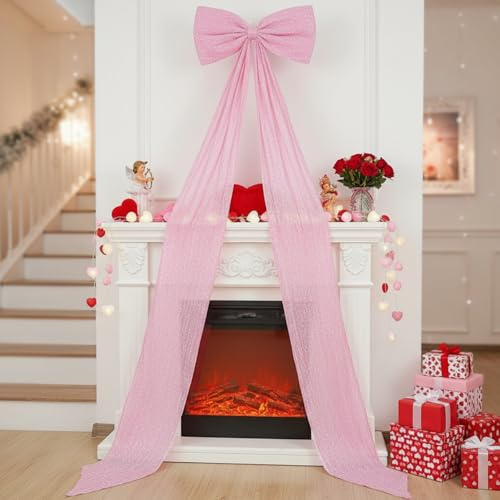 Knitgrip Extra große Weihnachtsbaumspitzen-Schleife, 305 x 71 cm, riesige Schleife mit langen Luftschlangen, riesige dekorative übergroße Verpackung, Geschenkdekoration für Weihnachtsbaum, Urlaub