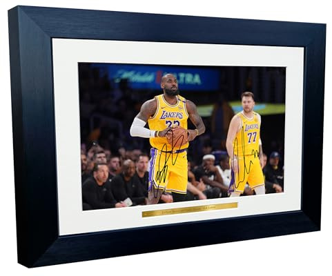 Luka Doncic LeBron James LA Lakers Los Angeles Autogramm, 30,5 x 20,3 cm, A4, Bilderrahmen, Basketball-Poster, Geschenk 2