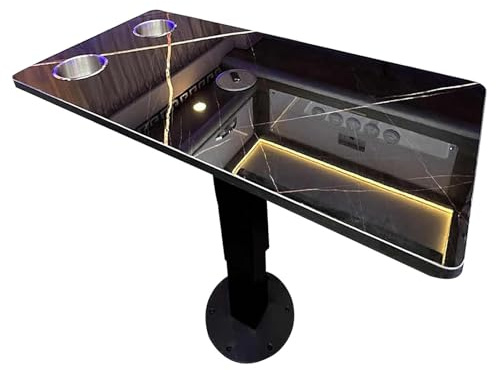 LYXWGRZD RV-Dinette-Tisch, Manuelles Drücken Zum Einstellen Der Höhe, Camper-Tische mit Tischfußbein aus Aluminiumlegierung, für Boot, Yacht