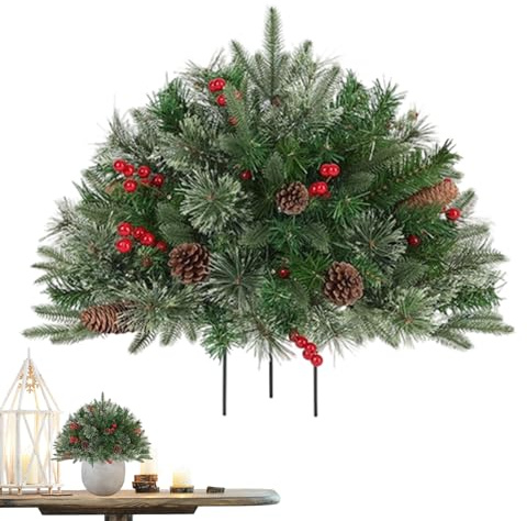 Arroopu Weihnachtsbaum Urnen Füller,Weihnachtsdeko Outdoor Terrasse | Funkelnde Zweige Deko für Festtage Garten Tisch Friedhof Weg - Winterliche Außendekoration für Herbst und Winter