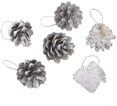 Mini árbol de pino de Navidad cubierto de nieve para uso en escritorio, montaje de bricolaje para decoración personalizada de vacaciones, plástico (plateado grande)