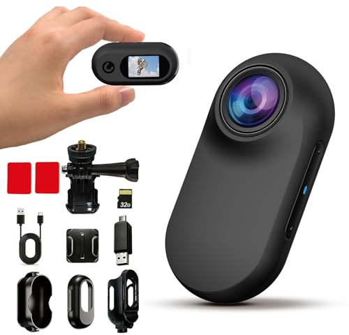 Xilecam Mini Body Camera 1080P with 32GB Card Helmet Camera Body Cameras with Audio and Video Recording Multi-Function Accessory Body Cam（Black）