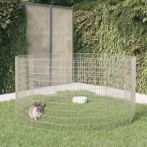 Logeirevo 12-Panel Pet Playpen, Free Range Animal Enclosure, Small Animal Cage Pet Dog Fence Outdoor Exercise Pen, 21.3x39.4 Galvanized Iron,-775