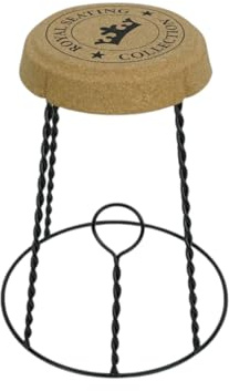 Woodkings Hocker Corkano aus Kork und Metall – Sitzhocker im Korken-Design mit Industrial-Gestell – 40 x 50 cm