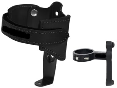 Water Bottle Cage, Compatible With 3Sixty, Genuine Leather Anti-Shake Bike Cup Holder Universal(Black Velcro)