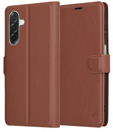 Techsuit für Samsung Galaxy A26 5G Flip Wallet Hülle mit Kartenfächern, Standfunktion, Rundum Schutz, Präzise Aussparungen, Premium PU Leder, Elegantes Design, Leather Folio Series, Braun
