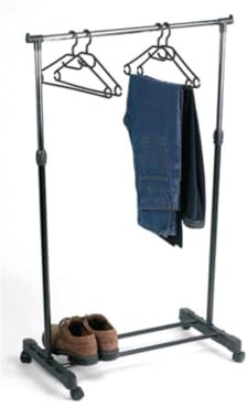 Perel Kleiderständer, auf Rollen, 1 Stange, höhenverstellbar, 80 x 43 x 165 cm, max. Last 15 kg, Metall