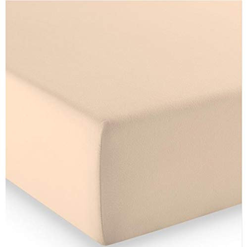 fleuresse Comfort Spannbettlaken (96 % Baumwolle, 4 % Elasthan), mit Rumdumgummizug, Ökotex Standard 100, für Matratzen bis 26 cm Höhe, 140 - 160 x 200 - 220 cm, natur
