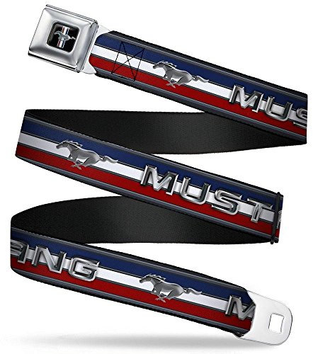 Buckle-Down Unisex-Erwachsene Ford Emblem Sicherheitsgurt – Mustang Pony Mädchen/Reifenprofil, Schwarz/Grau/Fuchsia, Größe XL Gürtel, Mehrfarbig, 1.5 Wide-32-52 Inches in Length