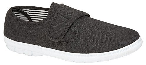 Mens Kevin Shoe Tree Wider Fitting Casual Canvas Fastening Pump Trainer Deck Shoes Loafer Size 8 UK Charcoal