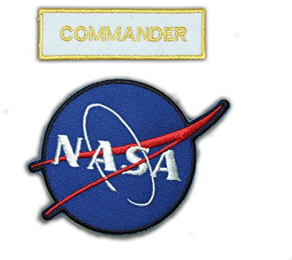 NASA Space Shuttle Commander. Astronaut Anzug Patch Set. 2 gesticktes Eisen auf Abzeichen