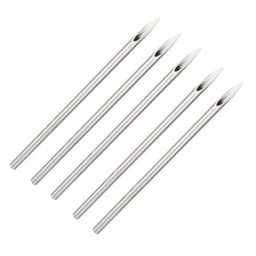 Beauty7-5 Stück Sterile Keimfrei Einmalige Piercing Nadel Piercingkanüle mit Medizinischem 316L Edelstahl für Nabel Nase Ohr Mund(8G,3,2mm)