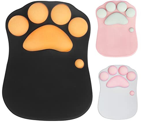 elec Space Schwarz Mauspad Gel Handgelenkauflage Cat Claw Comfort Silikon Mousepad Supporter Handgelenk Band Cartoon Handgelenk Kissen für Büro Laptop Home Computer einfaches Tippen&Schmerzlinderung