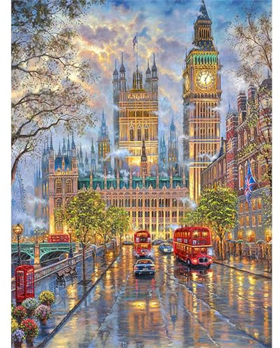 YSCOLOR Diamant Painting Volle Runde Diamant 5D DIY Diamant Stickerei London Street Diamant Malerei Kreuzstich Strass Mosaik Dekoration 30X40Cm