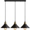 iDEGU 3 Luces Lámpara Colgante Vintage Lámpara de Techo Industrial Pantalla de Lámpara 22CM Diseño Retro Metal E27 Iluminación Colgante para para Comedor Cocina Salón Bar (Negro)