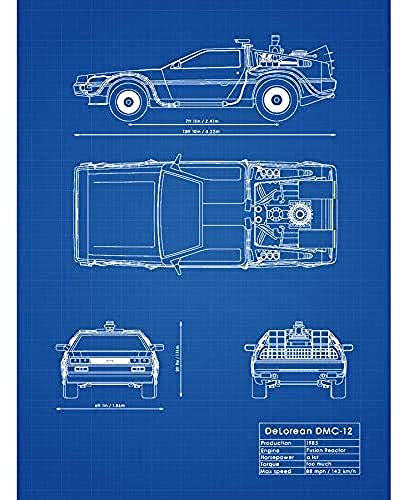 Artery8 DeLorean DMC-13 – Zeitreiseauto der Zukunft Ungerahmter Druck 30x40 cm