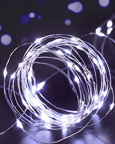 litogo Guirlande Lumineuse, Girlande de Lumière 5M 50LED Guirlandes Lumineuses Piles Mini Led Intérieur Girlande de Lumière Decoration pour Chambre Noël Mariage Soirée Maison Jardin,Blanc froid