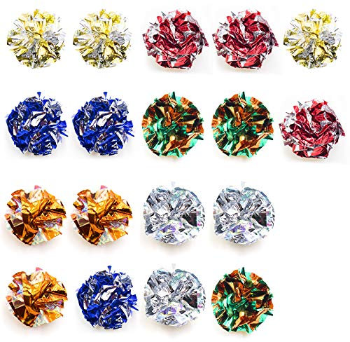 VAPKER Knisterbälle für Katzen, 6 cm, bunt, Mylar, für Haustiere, Kätzchen, 18 Stück, zufällige Farbe