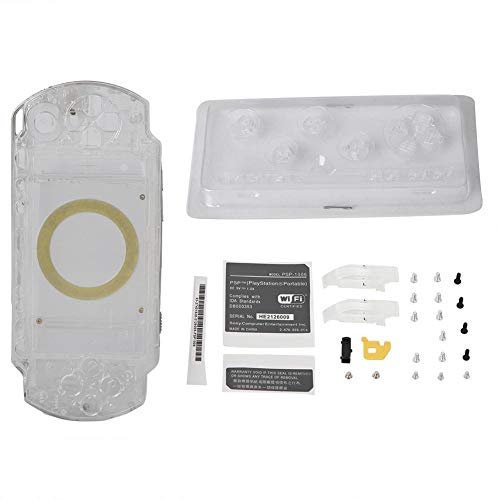 fasient Kit Completo de Funda de Carcasa para PSP 1000, Funda de Repuesto con Kit de Botones para PSP 1000 (Transparente)