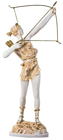 Göttin Artemis Diana griechische Statue Natur Mond Goldton Alabaster 41,9 cm