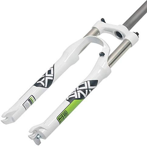 TYXTYX Forcella Anteriore Bici 24 Pollici Lega MTB Ammortizzatore Meccanico Controllo Spalla Freno a Disco 100 mm Corsa 2380 g Nero Bianco
