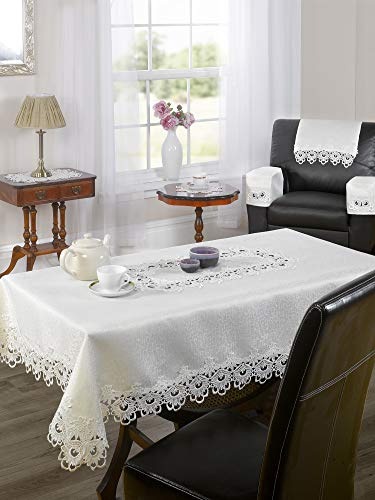 Emma Barclay Lucinda Embroidered Table Runner in Cream - 16x72 (40x183cm)