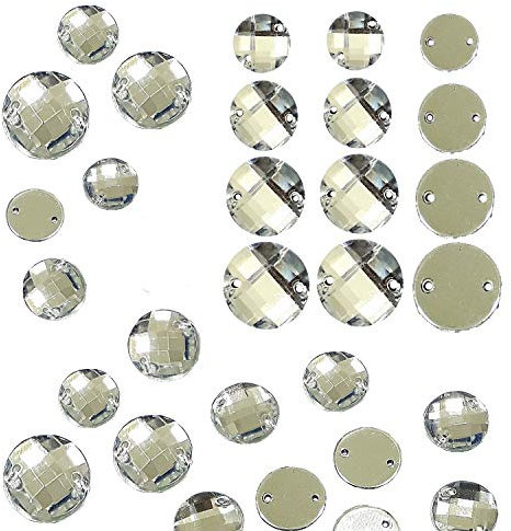 Perlin Strasssteine zum aufnähen Glitzersteine zum annähen Runde Set Kristall Acrylsteine Crystal Flatback für Kleidungsstück Basteln Kleidung und Tasche Deko (12mm 100 Stück)
