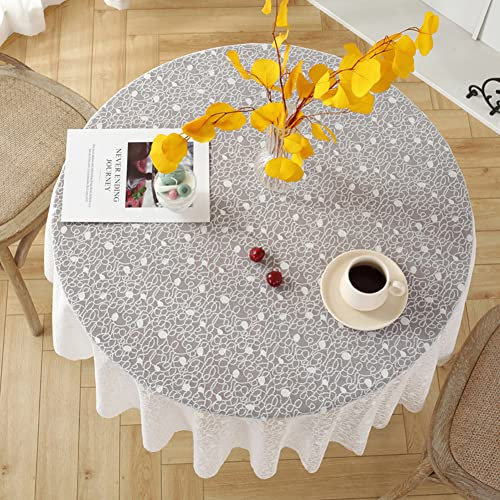 Tischdecke Rund Spitze Vintage Boho 120cm Weiß Blumen Muster Tischtuch Spitzenoptik Runde Tischwäsche Retro Weißer Tisch Dekor Hochzeit Party