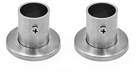 Stainless Steel Flange Rod Holder, Inner Dia. 25mm Height 40mm Cabinet Clothes Wardrobe Pole Bracket Holder, 2 Pcs, Silver